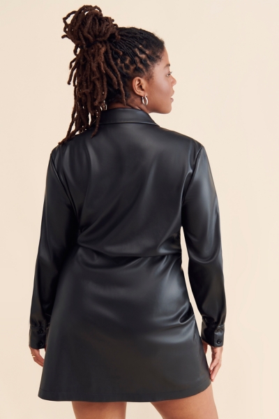 Vegan Leather Mini Wrap Dress | Nuuly