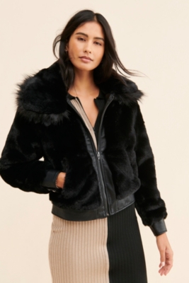 Black Noise Faux Fur Moto | Nuuly