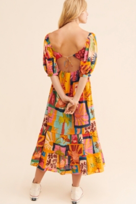 farm rio tropical collage midi dress