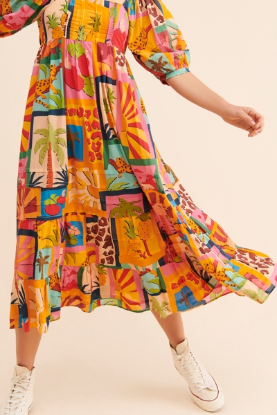 Tropical Collage Midi Dress | Nuuly