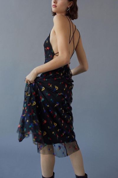 Amelia Mesh Embroidered Midi Dress | Nuuly