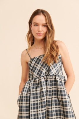 Cosmic Plaid Midi Dress