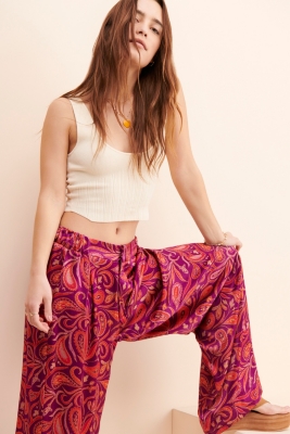 Printed satin trousers