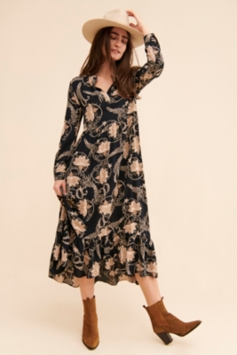 Flounce midi dress clearance