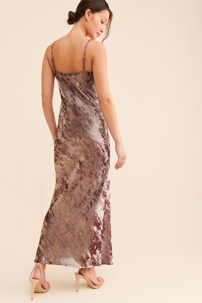 Velvet Metallic Slip Dress