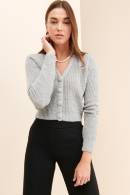 Cropped v neck cardigan best sale