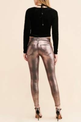 Metallic coated jeans hot sale