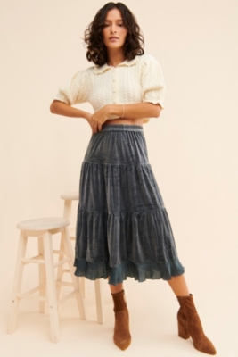 Velvet Tiered Skirt | Nuuly