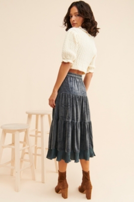 【Anyone more】Nahi Velvet Tiered Mini Skirt Velvet Tiered Skirt | Nuuly