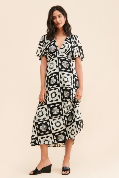 chinese dress ladies 70s Novelty Ladies Print Mini Dress | S-M main image 1