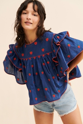 Strawberry Embroidered Blouse | Nuuly