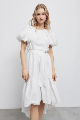 Lourdes Puff Sleeve Midi Dress | Nuuly Rent