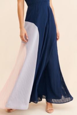 なお☆colorblock pleated dress☆ black-strapless-colorblock-