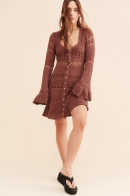 Free People - Sedona Crochet Mini Dress good