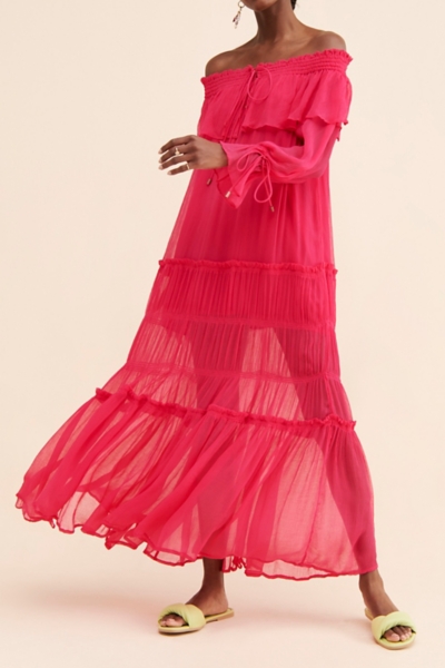 fitted lace wedding dress Baltic Born Womens Ilona Maxi Dress | Cherry Red