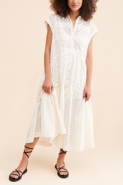 knee length dresses for ladies Selene Eyelet Maxi Dress – Marine Layer