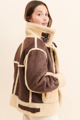 Contrast Sherpa Moto Jacket