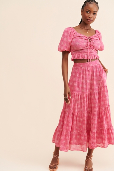 knee length dresses for ladies Agatha Lemon & White Bow Bardot-Neck Maxi Dress – Club L London main image 0