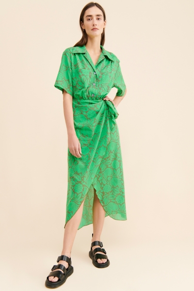 bird shirt dress Good Morning America Ginger Zee Birds Print Shirtdress