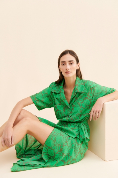 bird print shirt dress Long Sleeve Bird Print Shirt Dress