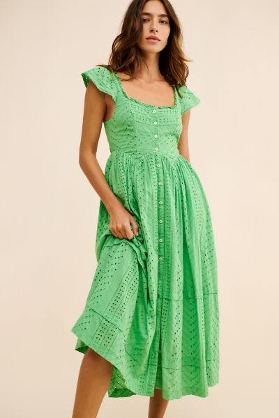 Fiona Eyelet Midi Dress | Nuuly