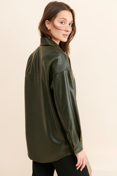 Gigi Vegan Leather Oversized Shirt Jacket | Nuuly