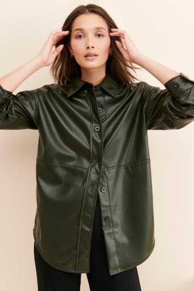 Gigi Vegan Leather Oversized Shirt Jacket | Nuuly
