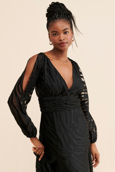 chinese dress ladies Pristine Zebra Print Maxi Dress Black main image 1