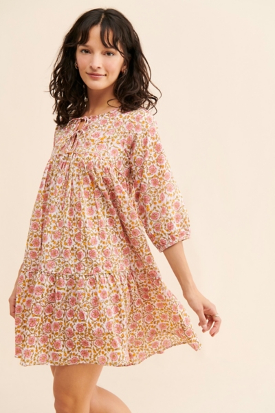acler valleybrook denim mini dress Light Wash Denim Floral Lace Detail Mini Dress
