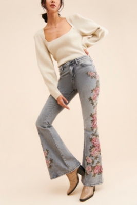 ★MARDI MERCREDI★FLARE JEANS FLORAL★大人気★ Marni Floral Patch Flared Jeans | Saks Fifth Avenue