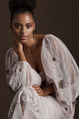 Stargazer Valetta Empire-Waist Backless Gown