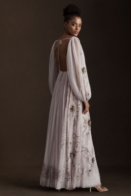 Stargazer Valetta Empire-Waist Backless Gown