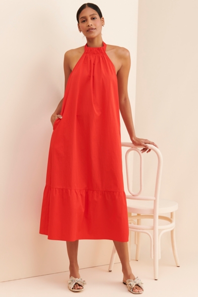 navy halter neck midi dress Tailored Halter Midi Dress