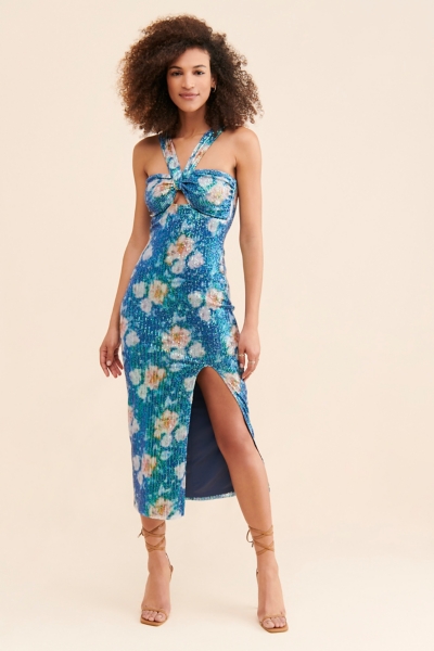 knitted midi wrap dress Petal and Pup Women's Nova Wrap Knit Midi Dress