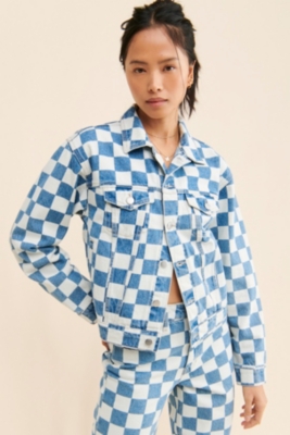 Checkerboard denim clearance jacket