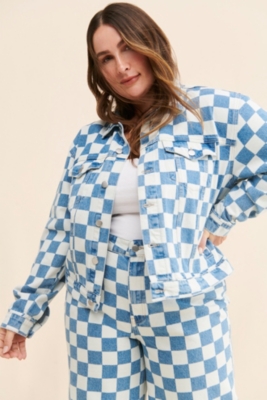 Denim jacket checkerboard hotsell