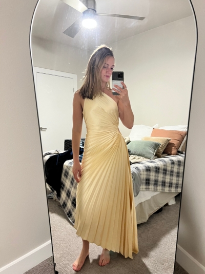 green emerald velvet dress Flawless Expression Gold Pleated Long Dress  Zil boutique