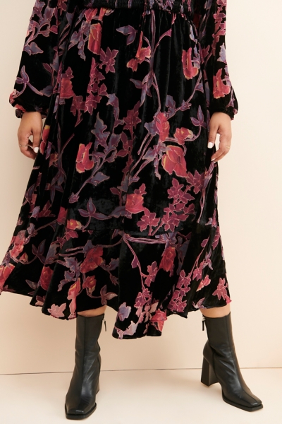 white christmas dresses Moonlit Dance Velvet Burnout Midi Dress L / Navy main image 0