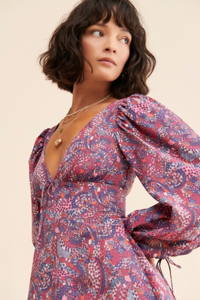 knee length dresses for ladies For Love & Lemons Antonia Mini Dress Pink  blueandcream