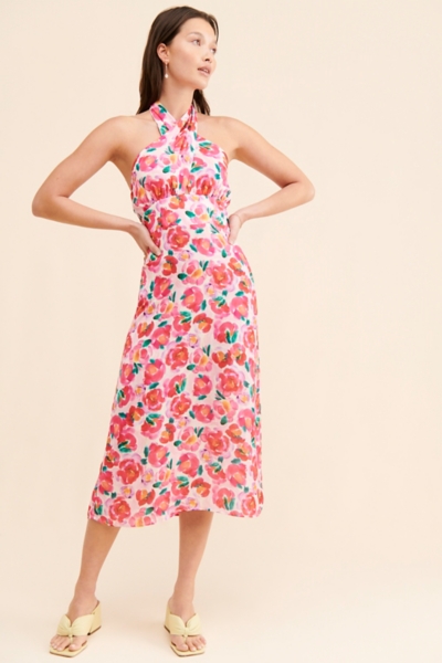 knee length dresses for ladies Tatiana High Neck Gown in black main image 0