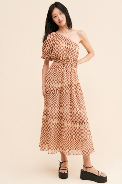 one shoulder gingham dress Dirst One Shoulder Set | Blue Gingham | Womens