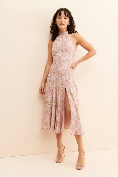 yellow high neck midi dress Emerson Row