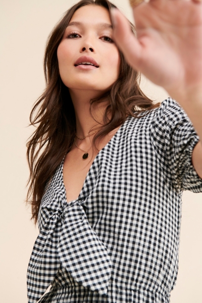 dalanie tie strap maxi dress brown gingham Petal and Pup Women's Arella Maxi Dress main image 0
