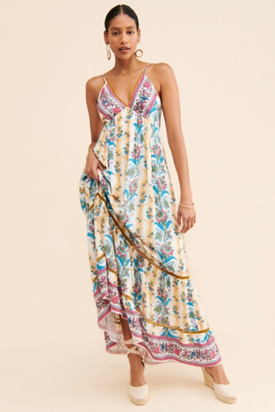 maxi yellow prom dresses Light Pastel Yellow Sexy Spaghetti Straps V-neck Long Empire Prom Dres –  SposaBridal