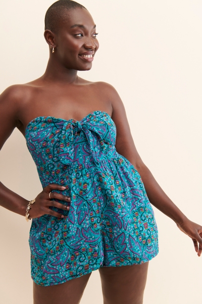 blue floral romper dress Blue Peony Embroidered Minny Romper