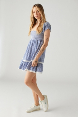 Marseille Gingham Smocked Mini Dress