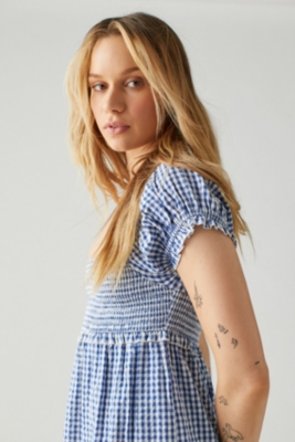 Marseille Gingham Smocked Mini Dress