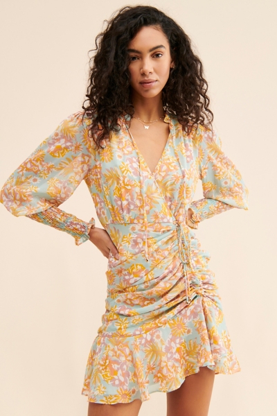 floral print ruched mini dress Abby green floral ruched mini dress (Final Sale-US Only)