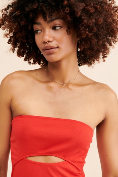 white christmas dresses Dayton Strapless Midi Dress - Red Blue main image 1