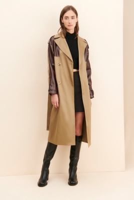 Amazon.com: FSLE Khaki 3/4 Length Women Trench Turn Down